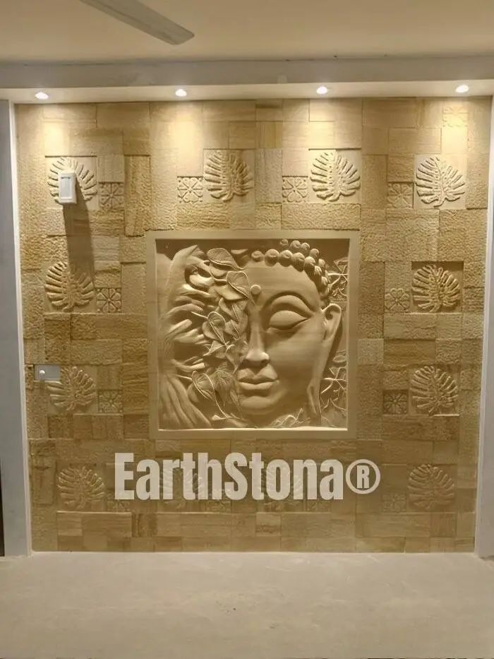 Natural stone buddha wall murals in india