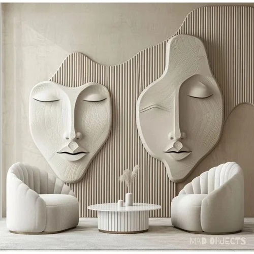 Iconic Face Modern Natural Stone Wall Mural