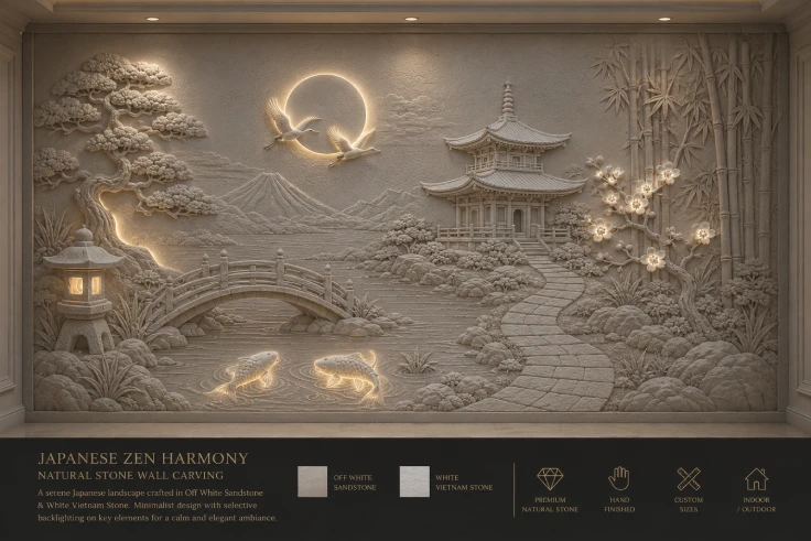 Comparison of sandstone and marble wall carvings for luxury home interiors by EarthStona