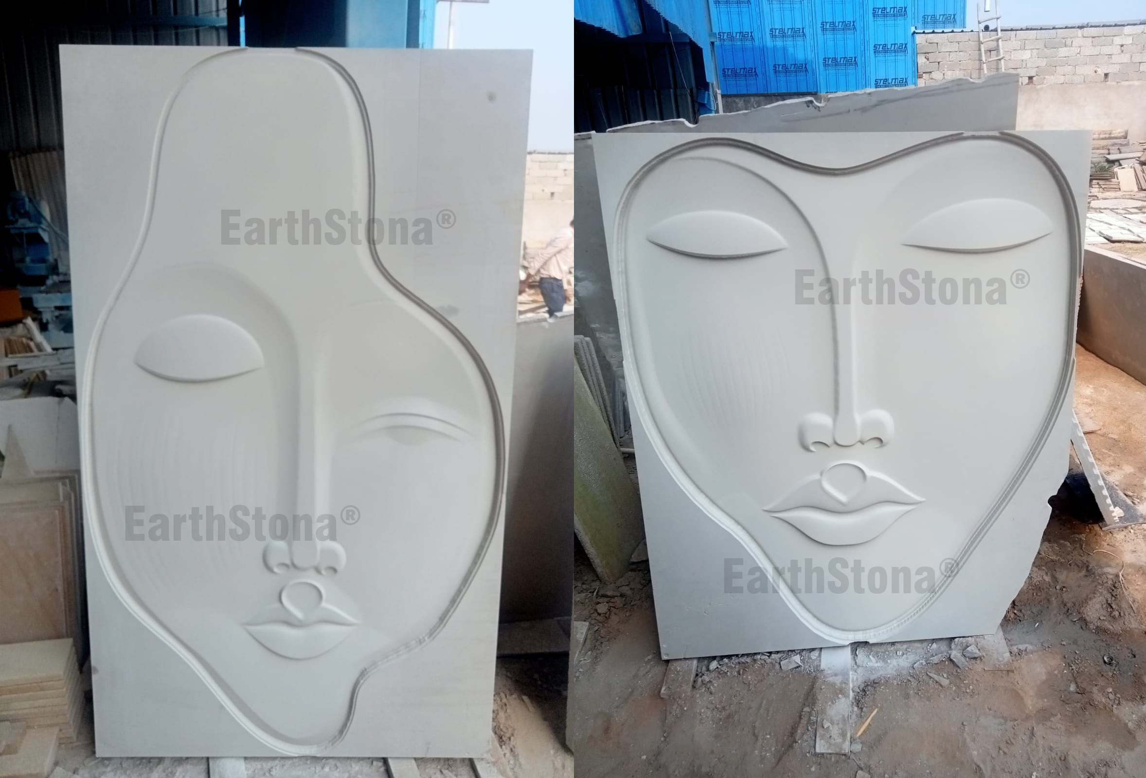 Iconic Face Modern Natural Stone Wall Mural