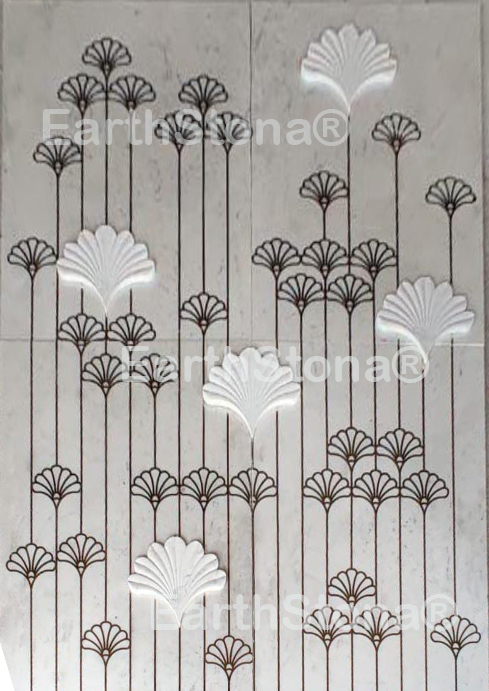 Umbrella Pattern Stone Wall Carving Clover design, supplier in all countries