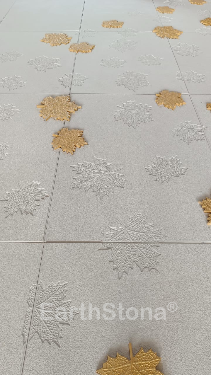 maple leaf design stone wall cladding and carving